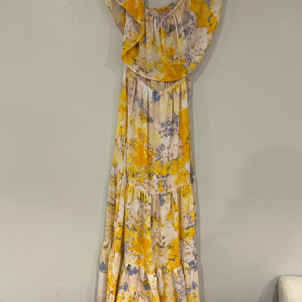 Floral Maxi Dress in Yellow and Blue